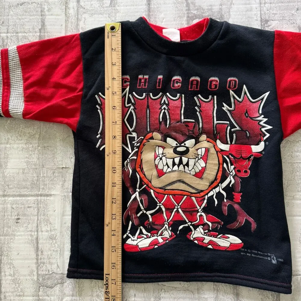 VTG 90s NBA Chicago Bulls Taz Sweatshirt Tracksuit Retro Kidcore Youth Set Sz 7